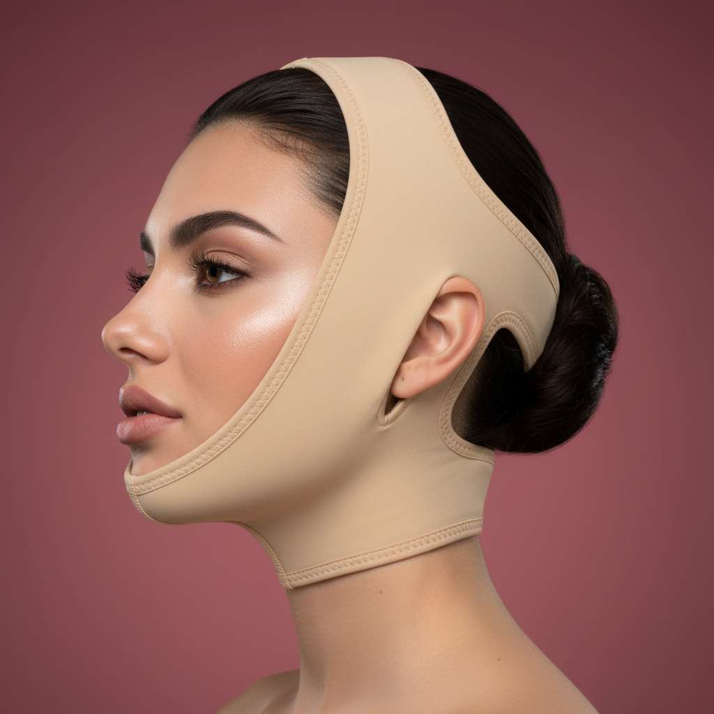 Femme arabe masque facial beige