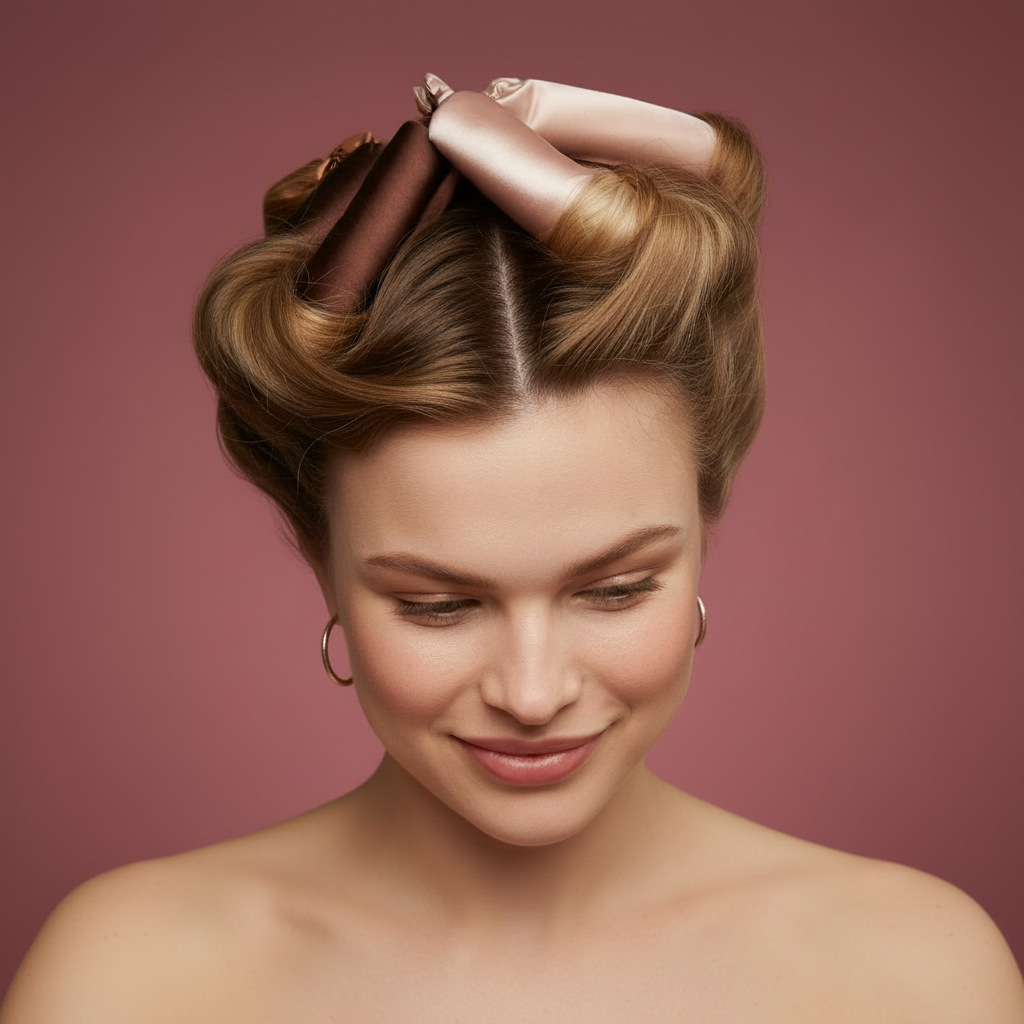 Femme avec rouleaux sans mains