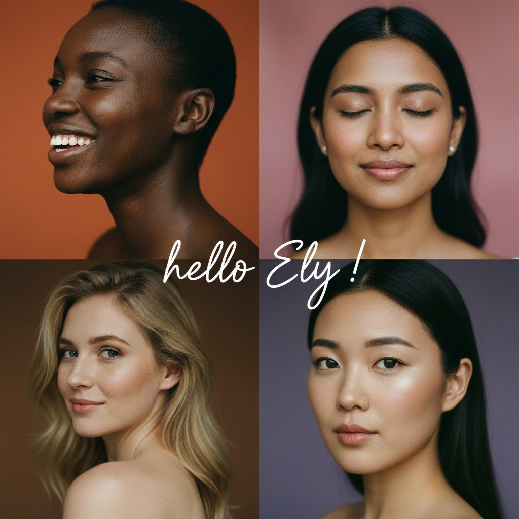 Mosaïque 4 femmes avec hello Ely