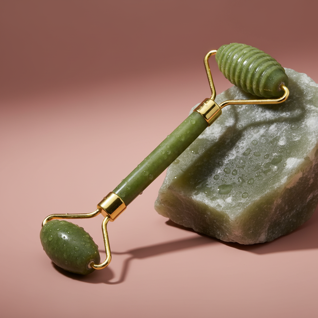 Rouleau jade texturé vue 45 degrés